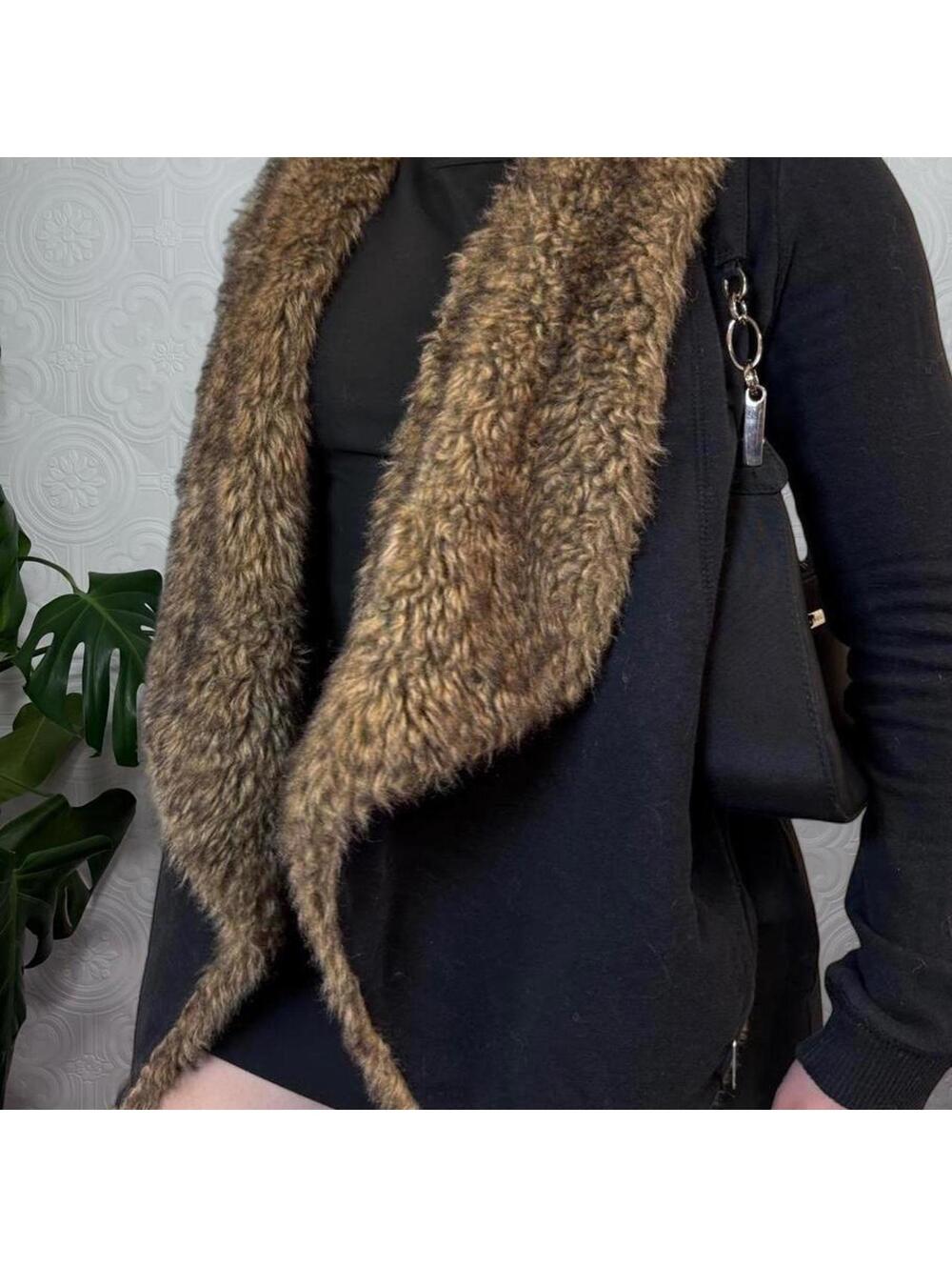 Y2K Hollister cozy faux fur black cardigan with asymmetrical hem